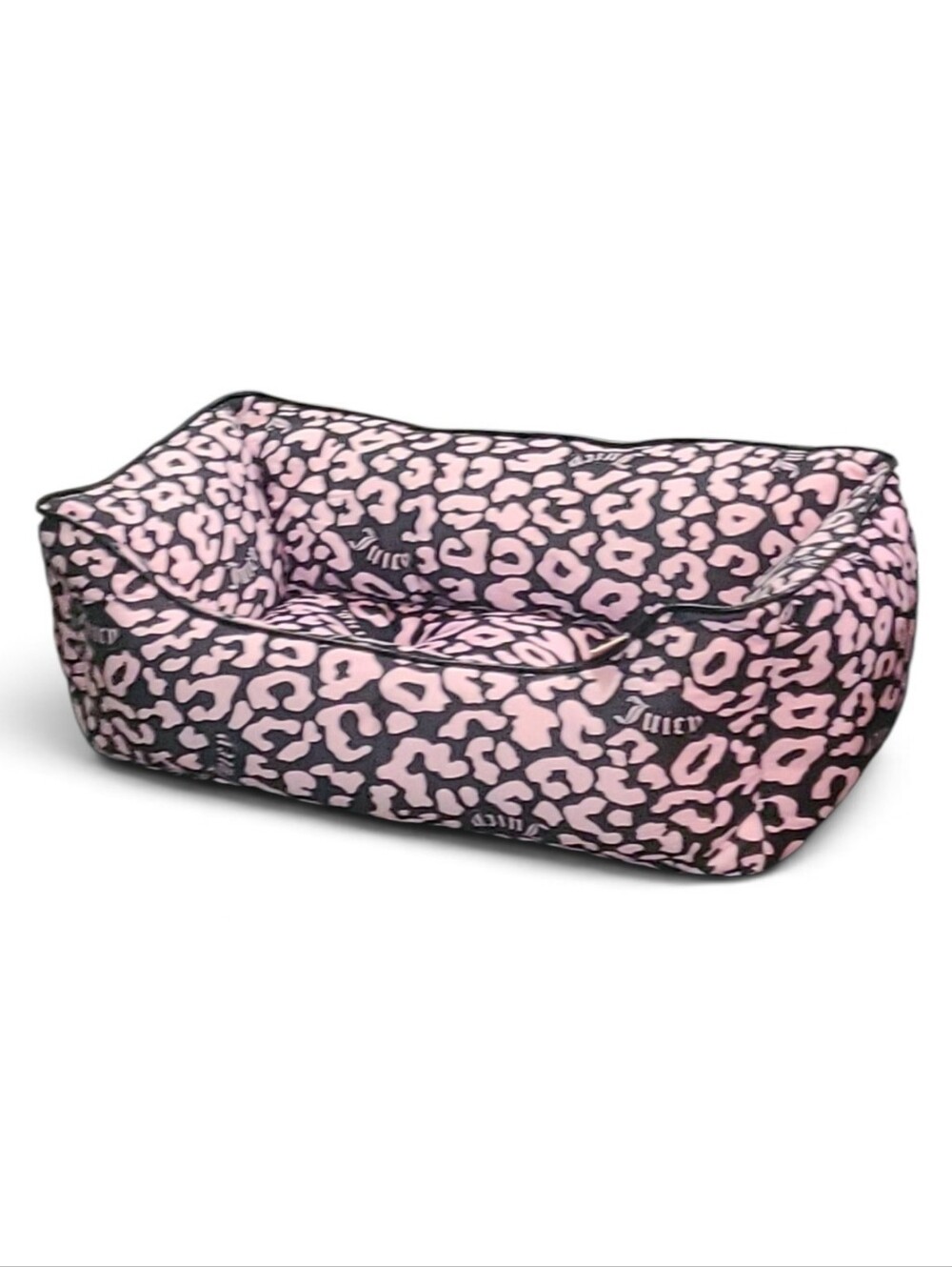 Juicy Couture Pink and Black Leopard Plush  Pet Bed